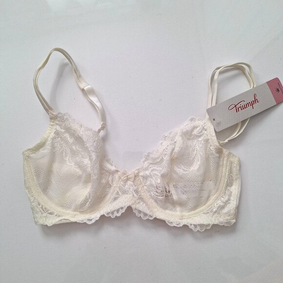 Triumph Forbidden Lace Ivory Bra 32D NWT - Picture 1 of 6